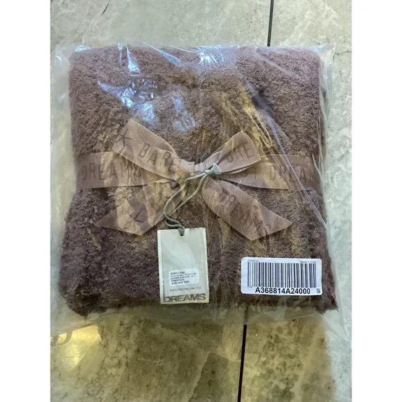 Barefoot Dreams CozyChic Pom Pom Beanie Scarf Set Chestnut Womens One Size New